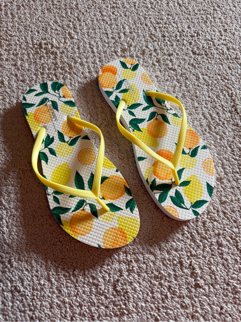 Old Navy Yellow and Green Citrus Print Flip Flops